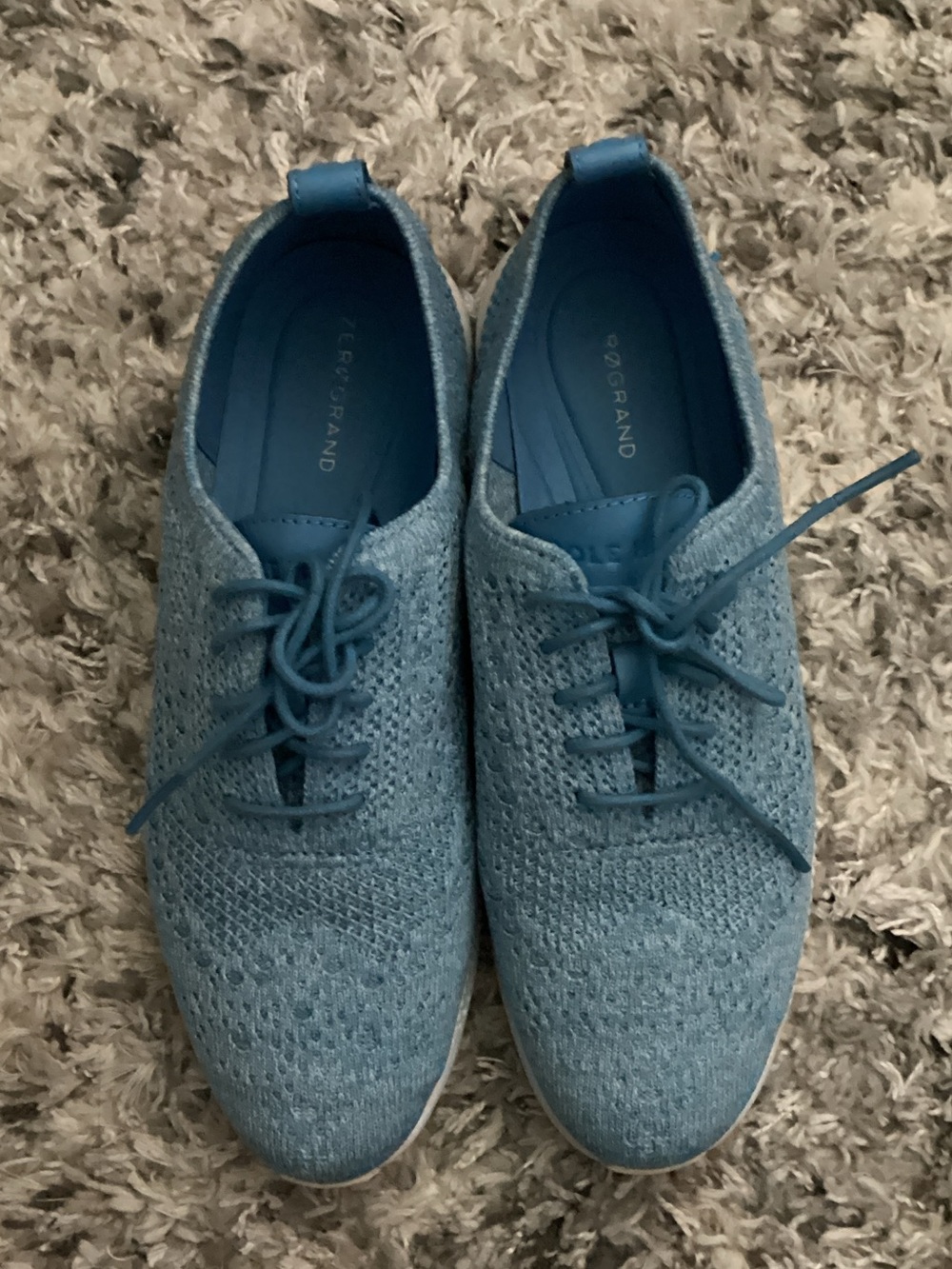 Cole Haan Light Blue Knit Lace-Up Sneakers
